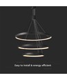 46W LED pendellamp met 3 ringen, dimbaar - 4900lm, 3000K, zwart, modern design