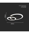 20W LED designer plafondlamp - Twee overlappende ringen, Ø45cm, zwart, 3000K, 105lm/W