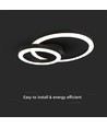 20W LED designer plafondlamp - Twee overlappende ringen, Ø45cm, zwart, 3000K, 105lm/W