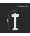 1W LED tafellamp met batterij, wit - Oplaadbaar, 3000K, touch dimbaar, DC 5V