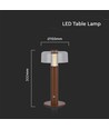 1W oplaadbare LED tafellamp, zandbruin - Touch dimbaar, 3000K, USB-C, 150x300mm