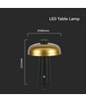 3W oplaadbare LED tafellamp - Touch dimbaar, 3-in-1 CCT, goud/zwart, incl. USB-kabel