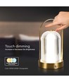 1W oplaadbare LED tafellamp, touch dimbaar - 3-in-1 CCT, French Gold, 1800mAh batterij, hoogte 19cm