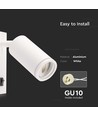 GU10 wandlamp met schakelaar - Wit, aluminium, zonder lichtbron