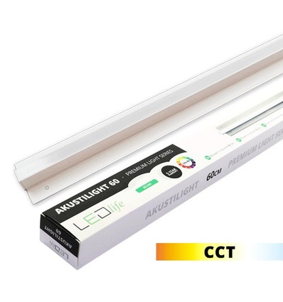 60 cm LED Troldtekt-rail, CCT - 19W, Akustilight, verzonken, 24V