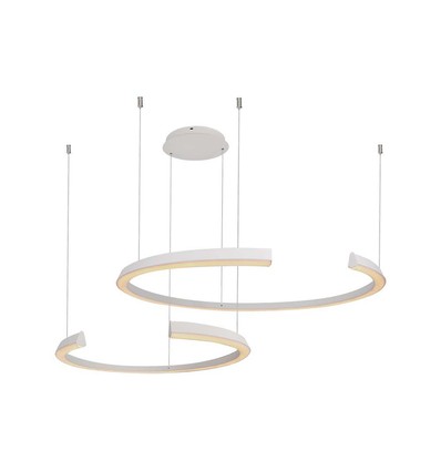 48W LED designer hanglamp - Wit, Triac dimbaar, 5150lm, twee halve manen, 110x80cm