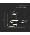 48W LED designer hanglamp - Wit, Triac dimbaar, 5150lm, twee halve manen, 110x80cm