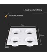 GU10 plafondspot met 4 koppen - 175 x 175 mm, wit, zonder lichtbron