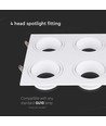 GU10 plafondspot met 4 koppen - 175 x 175 mm, wit, zonder lichtbron