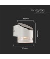 1W Solar wandlamp met sensor - 3000K, IP54, bewegingssensor, warm wit