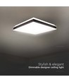 48W LED designer plafondlamp, dimbaar - 4000K, IP44, zwart, vierkant
