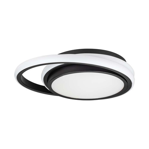 38W LED designer plafondlamp - Zwart, dubbel rond, Ø45cm, 4000K, 4050lm, IP20