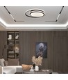 24W LED designer plafondlamp - Ø31cm, 4000K, zwart, dubbel cirkel design, IP20
