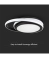 24W LED designer plafondlamp - Ø31cm, 4000K, zwart, dubbel cirkel design, IP20