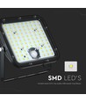 30W Solara LED breedstraler met zonnepaneel - IP65, PIR sensor, 6400K, zwart, LiFePO4 batterij
