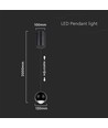 5W hanglamp, zwart - 500lm, 3000K, klokvormig, verstelbaar