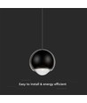 5W hanglamp, zwart - 500lm, 3000K, klokvormig, verstelbaar