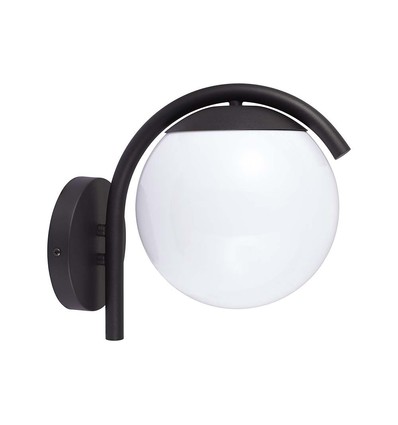 E27 Wandlampfitting - Opal PC Mat Zwarte Behuizing