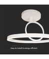 37W LED metalen plafondlamp, wit - Ø50cm, 4000lm, 4000K, dubbel rond design