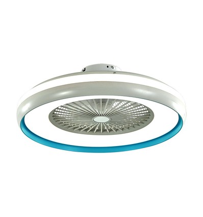 Ventilator met plafondlamp 45W - RF bediening, CCT: 3-in-1, AC motor, blauwe ring