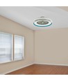 Ventilator met plafondlamp 45W - RF bediening, CCT: 3-in-1, AC motor, blauwe ring