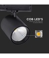 35W LED COB railspot - 3000lm, 4000K, 30 graden, zwart aluminium, IP20