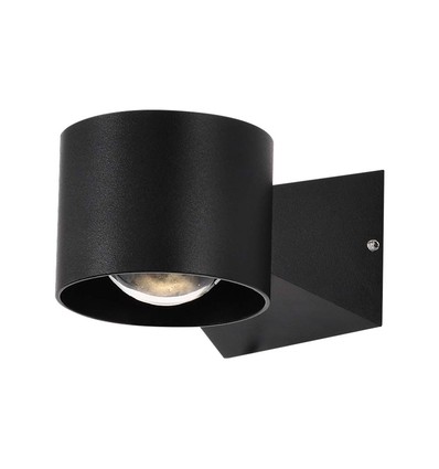 5W LED wandlamp, rond - IP65, zwart, 3000K, up/down licht, incl. lichtbron