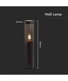E27 zwarte schuine wandlamp, 40cm - IP44, RVS, zonder lichtbron, tuin/pad