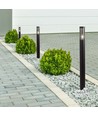 100cm Bolderkar tuinlamp, E27 - Rookglas, zwart roestvrij staal, buiten