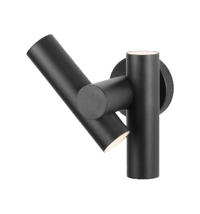 6W 2-weg spot wandlamp - IP44, zwart, 3000K, 90 graden, verstelbaar, incl. lichtbron