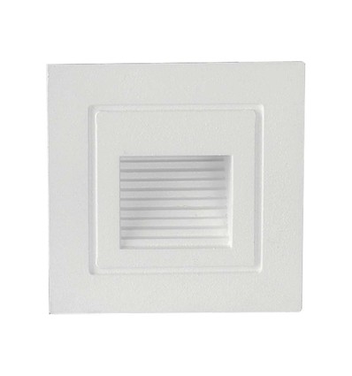 3W LED trapverlichting inbouw - IP65, warm wit, witte rand, vierkant, 5,8x5,8 cm