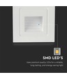 3W LED trapverlichting inbouw - IP65, warm wit, witte rand, vierkant, 5,8x5,8 cm