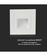 3W LED trapverlichting inbouw - IP65, warm wit, witte rand, vierkant, 5,8x5,8 cm
