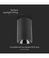 Sot GU10 opbouwspot - Rond, zwart aluminium, 10x6,5 cm, IP20, voor GU10