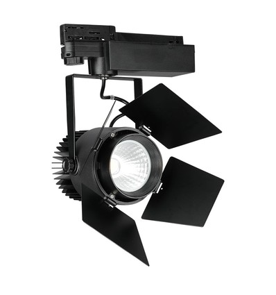 33W LED spanningsrail spot, RA90 - Samsung LED chip, 3000lm, 3000K, zwart, 5 jaar garantie