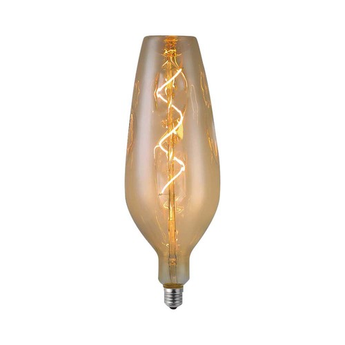 E27 4W LED filament spiraallamp - B125, 250lm, 2700K, Amber/Smoky glas, 300° stralingshoek