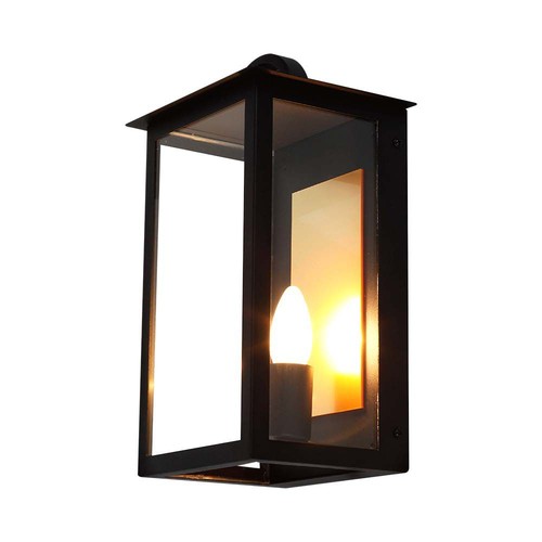 E14 buitenwandlamp - Zwart, IP65, ijzer, zonder lichtbron