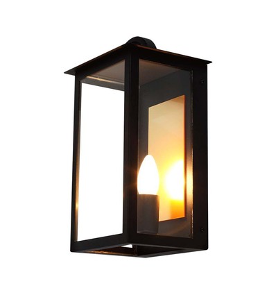 E14 buitenwandlamp - Zwart, IP65, ijzer, zonder lichtbron