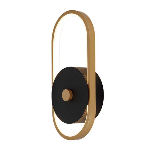 15W LED buitenwandlamp - IP54, 1650lm, zwart/messing, 4000K, 350° stralingshoek