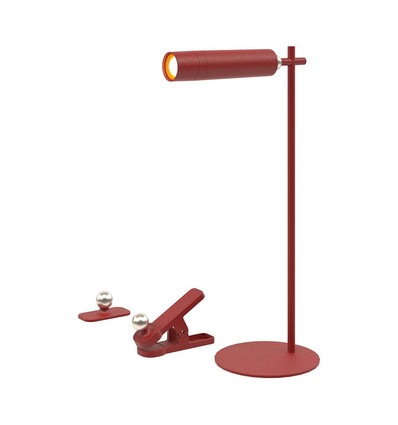 Oplaadbare 3-in-1 LED-lamp - Magnetisch, rood, dimbaar, incl. voet en 2 stuks montagebeugels