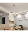 32W LED designer pendellamp - Ø43cm, wit met houtdetails, 3000K, 4000lm
