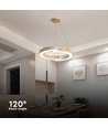 32W LED designer pendellamp - Ø43cm, wit met houtdetails, 3000K, 4000lm