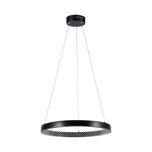 19W LED pendel met kristal acryl, Ø40cm - Zwart, 3000K, 2160lm, IP20 binnenshuis