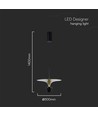 9W LED pendellamp / hanglamp - 3000K, 1000lm, zwart/goud, 30x320cm, incl. lichtbron