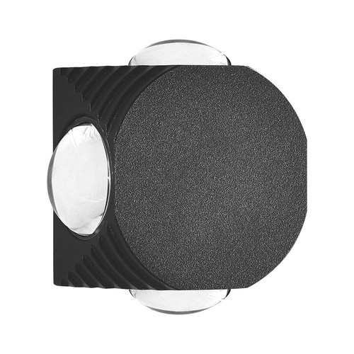 4W ronde COB wandlamp met 4 lichtstralen - IP54, zwart, 3000K, incl. lichtbron