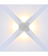 4W ronde LED wandlamp met 4 lichtstralen - IP54, wit, COB LED, 4000K, incl. lichtbron