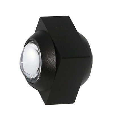 2W vierkante wandlamp met up/down licht - IP54 buiten, zwart, 3000K, incl. lichtbron
