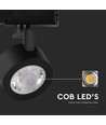 30W LED COB Railschijnwerper - 3-in-1 Zwarte Behuizing