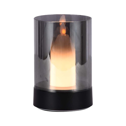 2W LED oplaadbare tafellamp, bewegingsdimmer - Zwart/rookglas, 3000K, 360 graden, elegant design