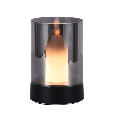 2W LED oplaadbare tafellamp, bewegingsdimmer - Zwart/rookglas, 3000K, 360 graden, elegant design